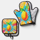 マンゴースプラッシュディライト 鍋つかみ&鍋敷きセット (正面/裏面)