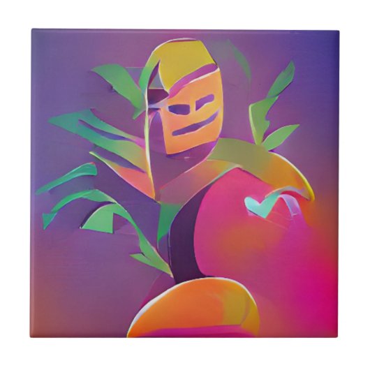 マンゴーポップシクル抽象芸術デジタルアートの幽霊 タイル (正面)