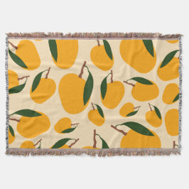 マンゴー夏のフルーツ柄 スローブランケット