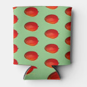 マンゴー果実水色グリーンフード熱帯パターン 缶クーラー (正面)