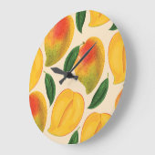 マンゴー果実継ぎ目なしパターン ラージ壁時計 (傾斜)