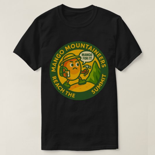 マンゴー登山隊、頂上到達 Tシャツ (デザイン正面)