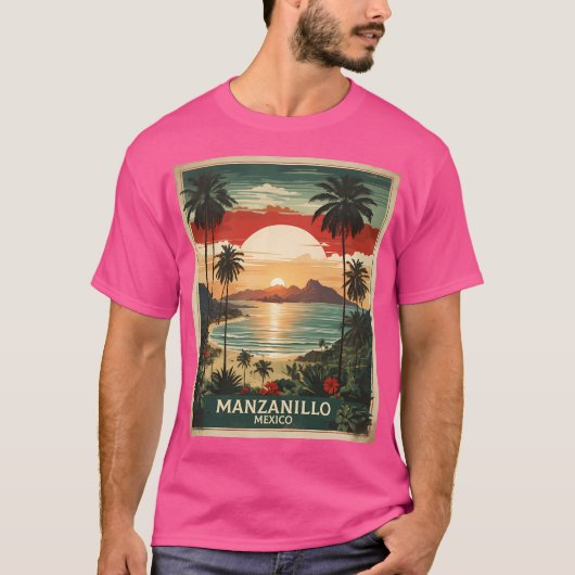 マンザニロコリマメキシコヴィンテージ旅行観光 Tシャツ (正面)