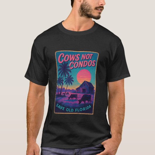 マンションより牛 昔のフロリダを守ろう Tシャツ (正面)