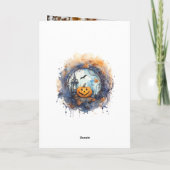 マンショ幽霊のよく出るンこうもりパンプキンス写真ハロウィーン カード (裏面)