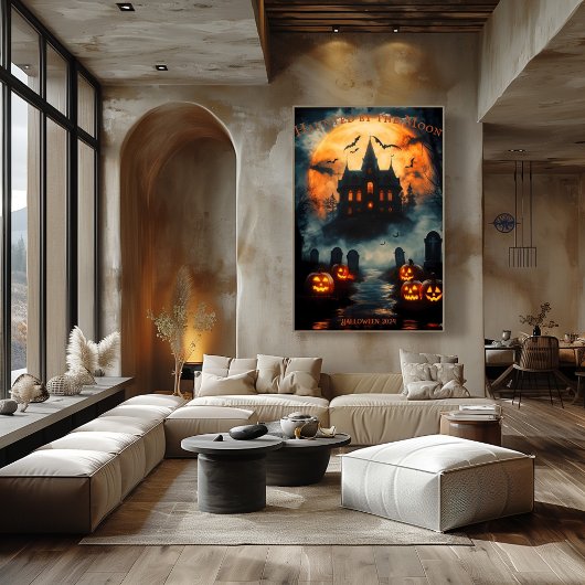 マンショ幽霊のよく出るンハロウィーンとジャックオーランタン ポスター