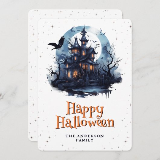 マンショ幽霊のよく出るンレイブンこうもりムーンハッピーハローウィン シーズンカード (正面/裏面)