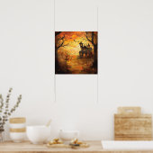 マンショ白熱［赤熱］光を放つン幽霊のよく出るハロウィーン ポスター (キッチン)