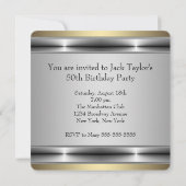 マンシルバーと金ゴールド誕生日パーティー 招待状 (裏面)
