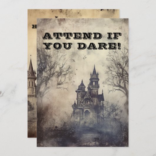 マンシ不気味ョ幽霊のよく出るンハローウィンパーティ 招待状 (正面/裏面)