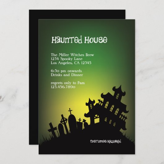 マンシ幽霊のよく出るョンハローウィンパーティ招待状 招待状 (正面/裏面)