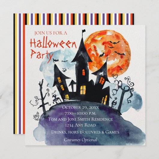 マンシ幽霊のよく出るョンハローウィンパーティ招待状 招待状 (正面/裏面)