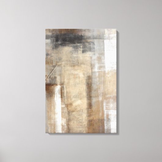 'マンスタイル'ベージュとブラウン抽象芸術アート キャンバスプリント (正面)