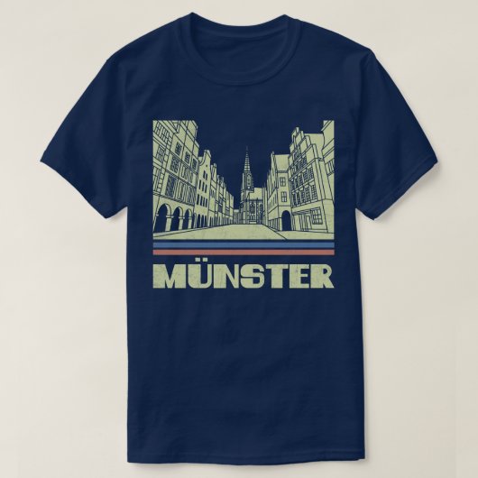 マンスターシティギフトドイツシティシルエットスカイライン Tシャツ (デザイン正面)