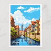 マンスタードイツのヴィンテージ旅行イラストレーション ポストカード (正面)