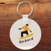 マンスノーボード名前をカスタムするエクストリームウィンタースポーツ キーホルダー (正面)