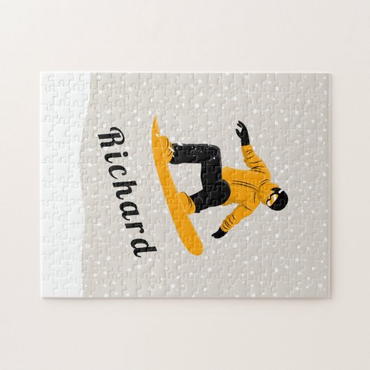 マンスノーボード名前をカスタムするエクストリームウィンタースポーツ ジグソーパズル (横)