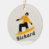 マンスノーボード名前をカスタムするエクストリームウィンタースポーツ セラミックオーナメント (左)