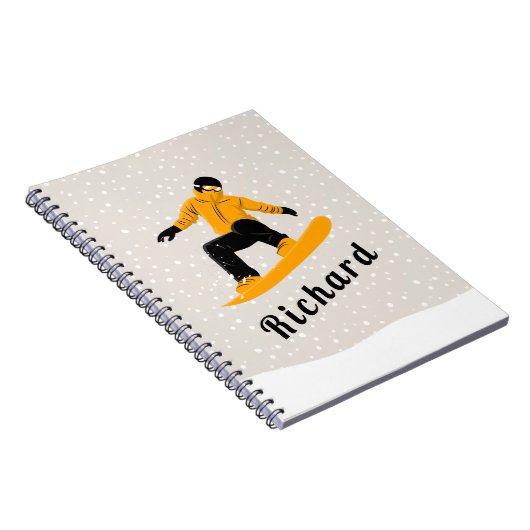 マンスノーボード名前をカスタムするエクストリームウィンタースポーツ ノートブック (右側)