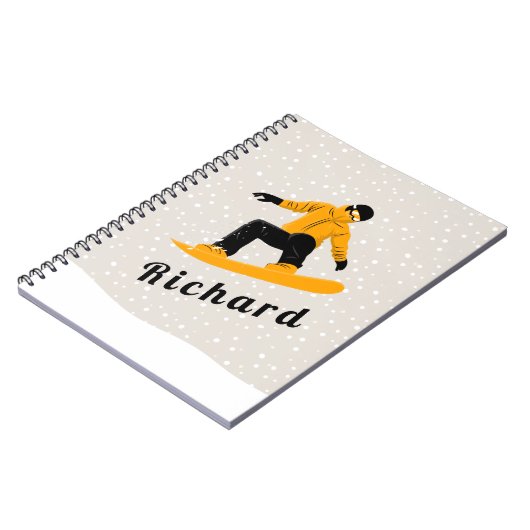 マンスノーボード名前をカスタムするエクストリームウィンタースポーツ ノートブック (左側)