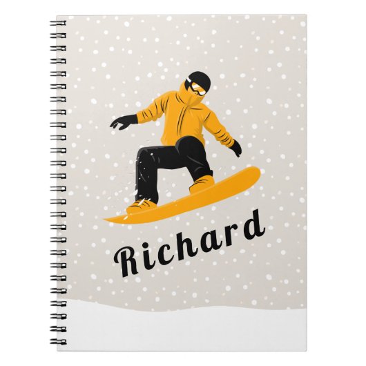 マンスノーボード名前をカスタムするエクストリームウィンタースポーツ ノートブック (正面)
