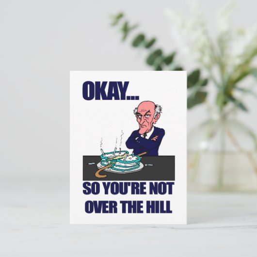 マンズオおもしろいーバーザヒル誕生日 ポストカード (スタンド正面)