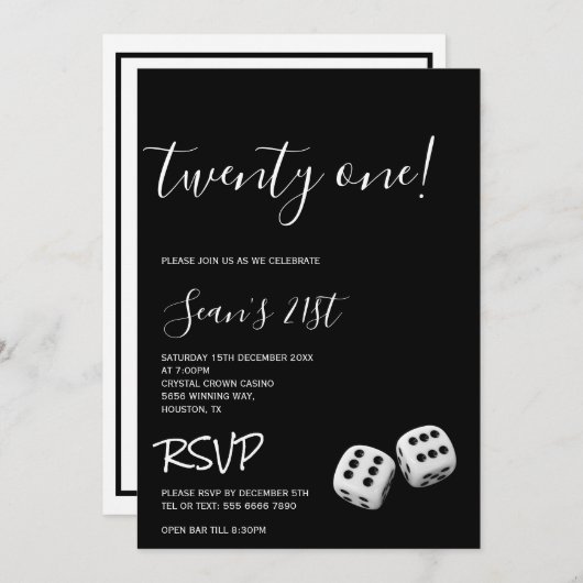 マンズカジノ21歳の誕生日パーティー 招待状 (正面/裏面)