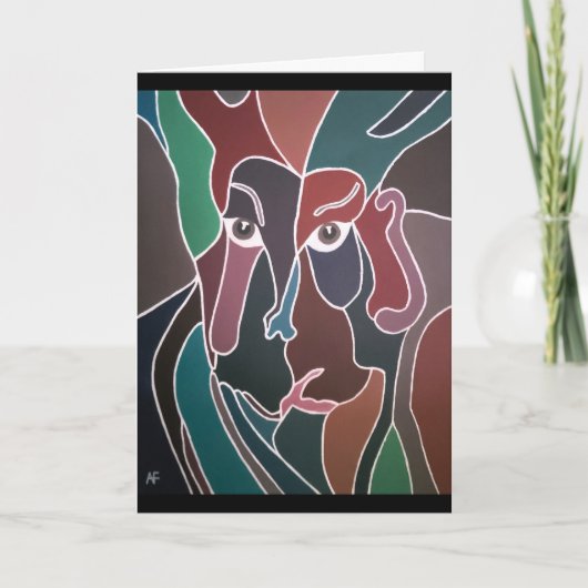 マンズバイ絵を描アルフレッドキツネポートレート カード (正面)