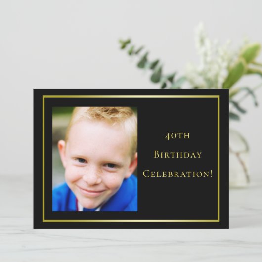 マンズフォト40歳の誕生日お祝い 招待状 (スタンド正面)