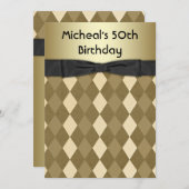 マンズブラック&金ゴールドバースデーパーティー 招待状 (正面/裏面)