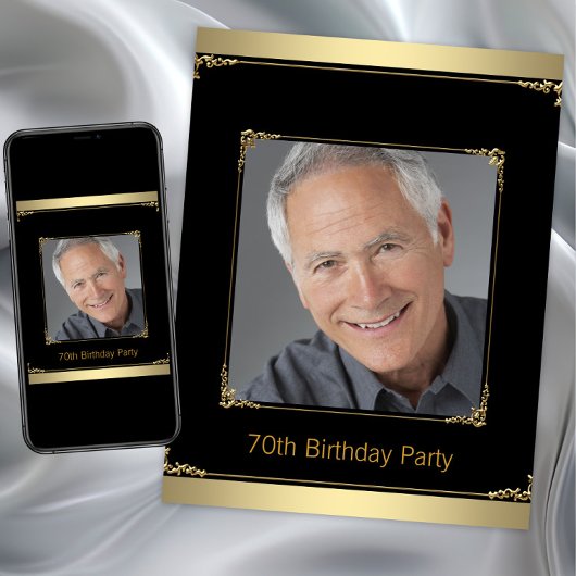 マンズブラック&金ゴールドバースデーパーティー 招待状