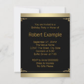 マンズブラック&金ゴールドバースデーパーティー 招待状 (裏面)