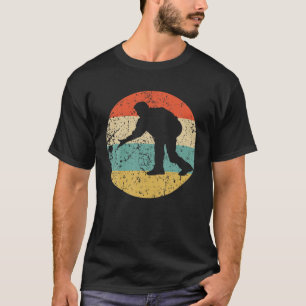 マンズボッ遊チェシルエットレトロボッチェボール Tシャツ