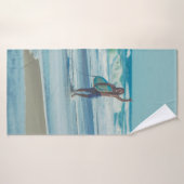 マンズ運サーフボードアットビーチ バスタオル (バスタオル)