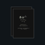 マンズ80thバースデーパーティーブラックシンプル招待状 招待状<br><div class="desc">ミントの男性の80歳の誕生日パーティシンプル招待状タイポグラフィ。誕生日パーティーの招待。シンプル本人で。ブラック.ディナーとドリンク。</div>