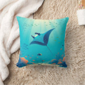 マンタクラシックー線沿岸芸術 クッション (ブランケット)