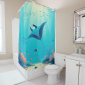 マンタクラシックー線沿岸芸術 シャワーカーテン (インサイチュ)