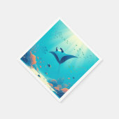 マンタクラシックー線沿岸芸術 スタンダードカクテルナプキン (角)