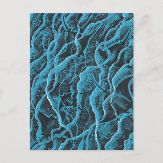 マンタレイズ海魚の動物の波ブルーブラックアート ポストカード (正面)