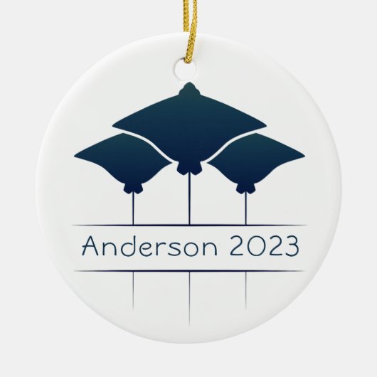 マンタレイパーソナライズされたクリスマスホリデー セラミックオーナメント (正面)