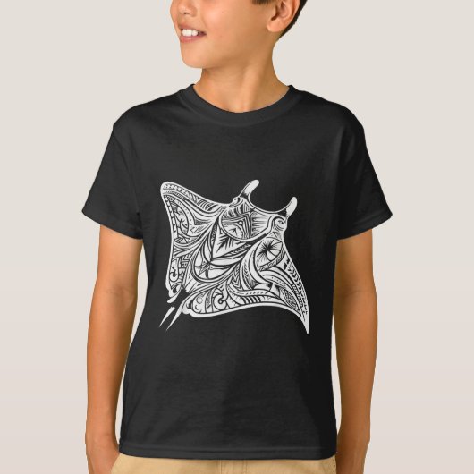 マンタレイポリネシアントライバルシータトゥーシー Tシャツ (正面)