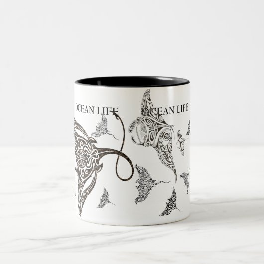 マンタ光線の海の生命学校 ツートーンマグカップ (中央)