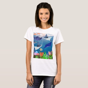 マンタ威厳のあるスアンドコラルズリーフオーシャ疑問に思ニック Tシャツ