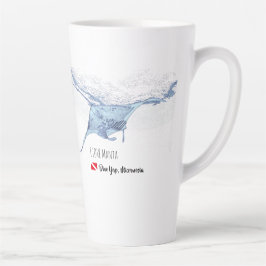 マンタ線シルエットすりガラスのコーヒーマグ カフェラテマグ