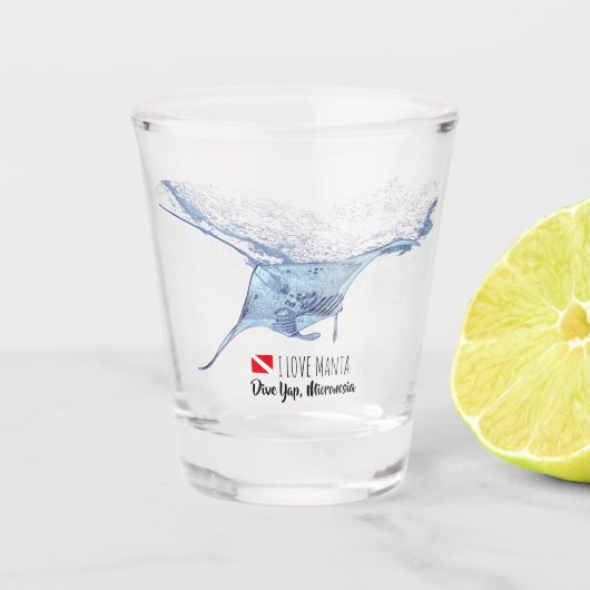 マンタ線シルエット ショットグラス (正面)