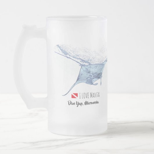 マンタ線シルエット フロストグラスビールジョッキ (左)