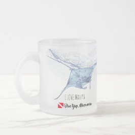 マンタ線シルエット フロストグラスマグカップ