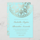 マンダエレガントラ太陽の結婚式招待状金ゴールド 招待状 (正面/裏面)