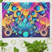 マンダサイケデリックラデザイン キッチンタオル (折り畳み)