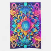 マンダサイケデリックラデザイン キッチンタオル (縦)